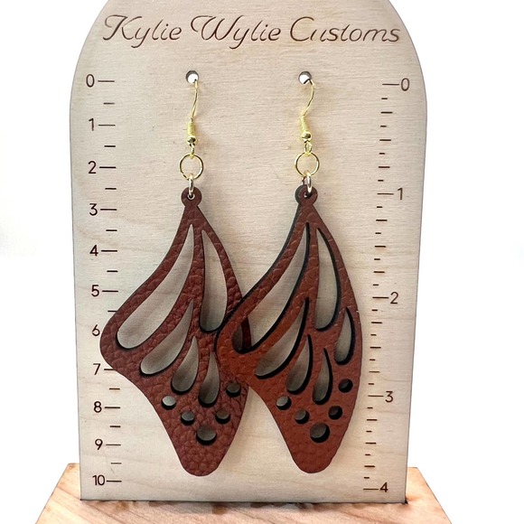 Butterfly Wings Earrings - Vegan Leather Accessories - Moth Wings - Statement - Picture 10 of 10